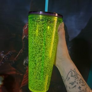 Neon green Starbucks cup